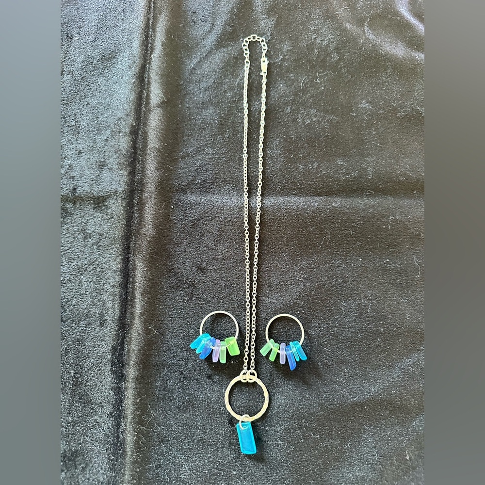Seaglass necklace and earring set
